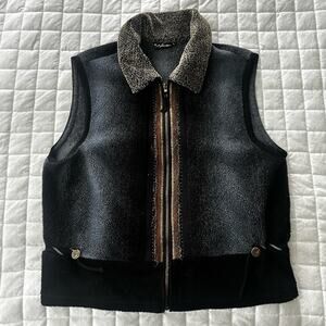 Vintage KD SPRING Womens Vest Gray Fleece Full Zip Lagenlook Artsy Boho LARGE